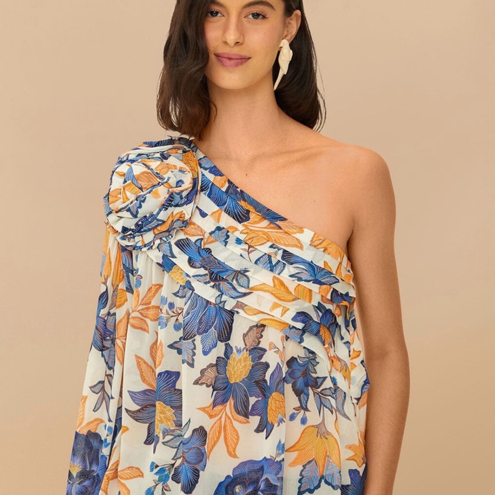 Farm Rio Floral One-Shoulder Dress - Picture 3 of 3